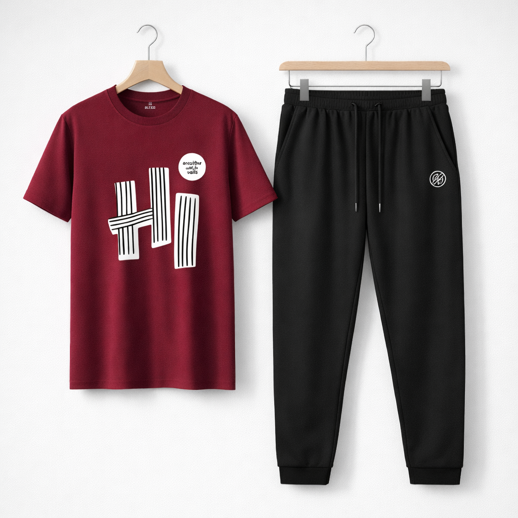 Men's Dri Fit Printed Track Suit Maroon For Men