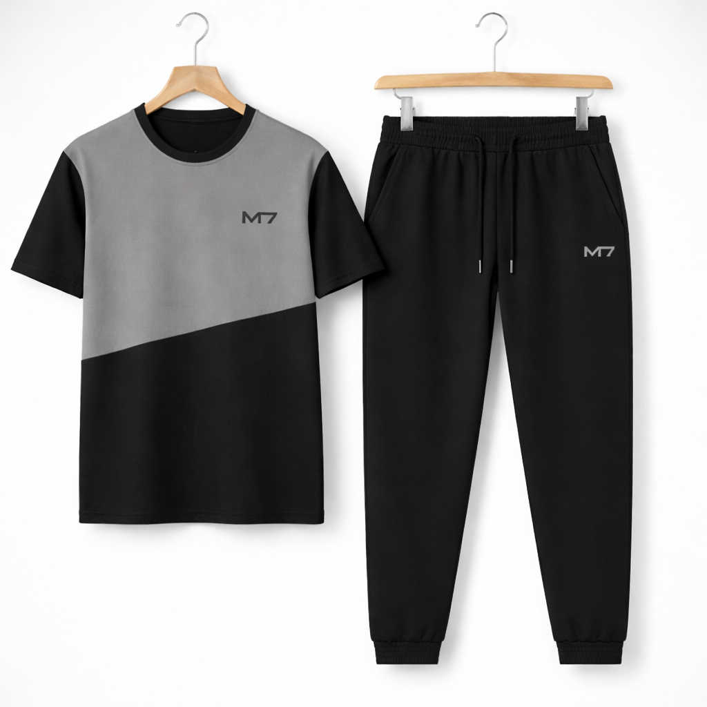 Men Black Printed Tracksuit M7 For Men