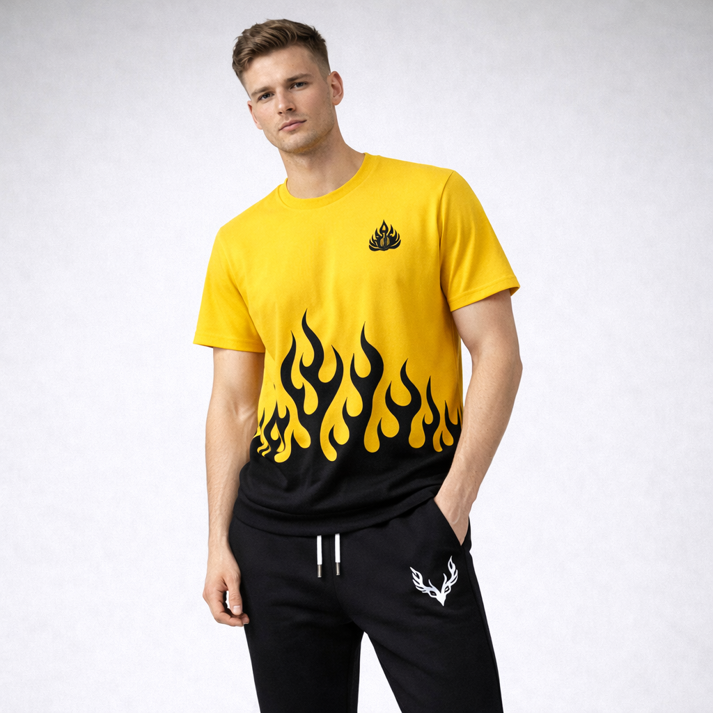 Men Printed Yellow Tracksuit For Men