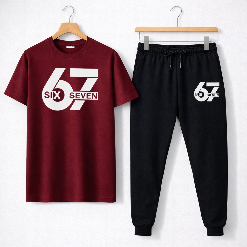 Men Printed Maroon Tracksuit For Men