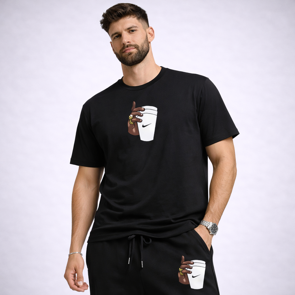 Men Black Printed Dri Fit Tracksuit For Men