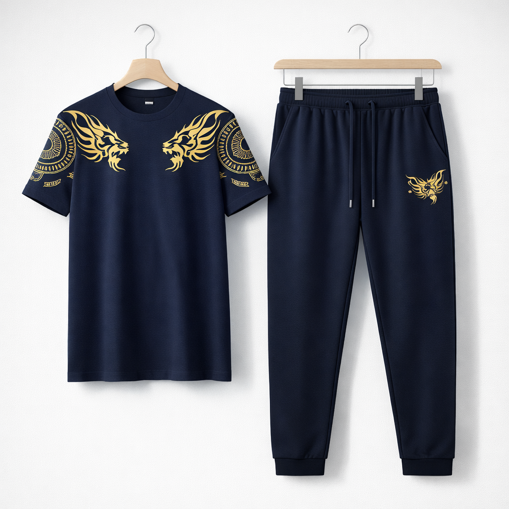 Men Blue Lion Printed Tracksuit For Men