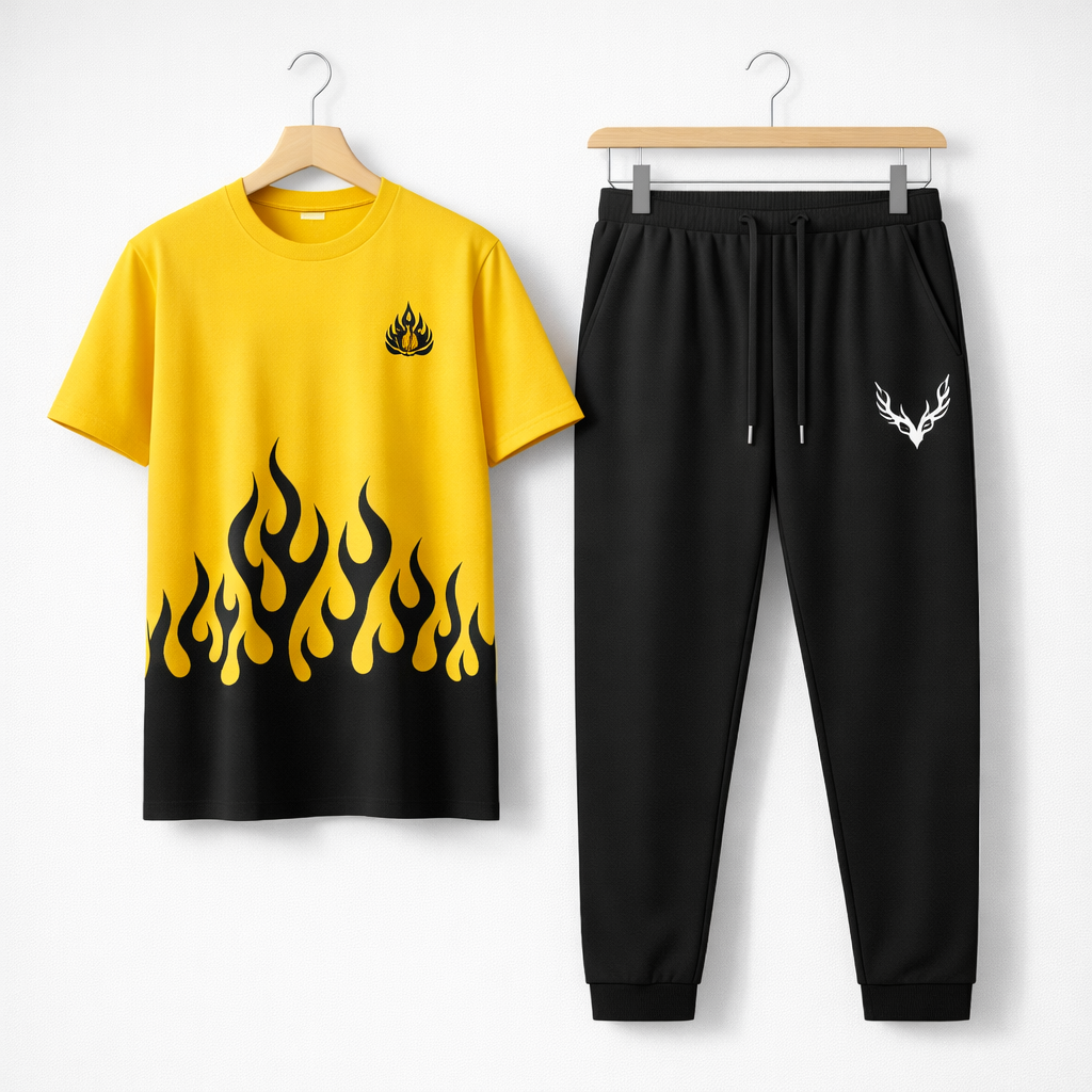 Men Printed Yellow Tracksuit For Men