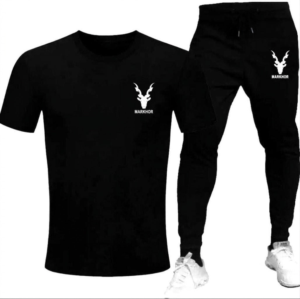 Black Trendy Markhor Printed Track Suit for Men & Boys |